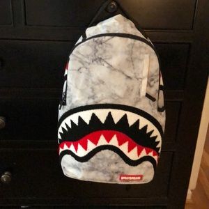 White Marble Shark Backpack 